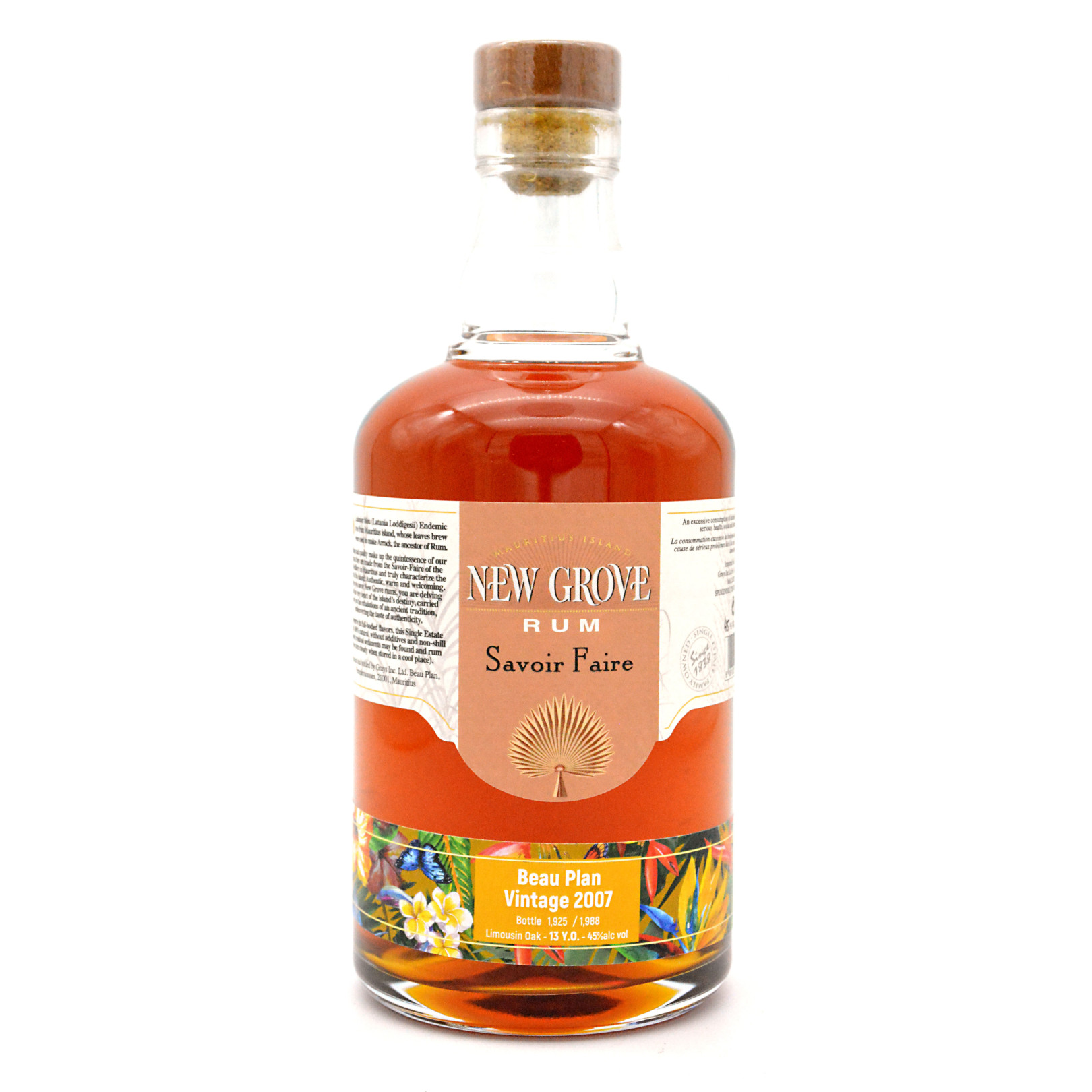 NEW GROVE - Beau Plan Vintage 2007, rhum vieux 70cl 45° - Île Maurice