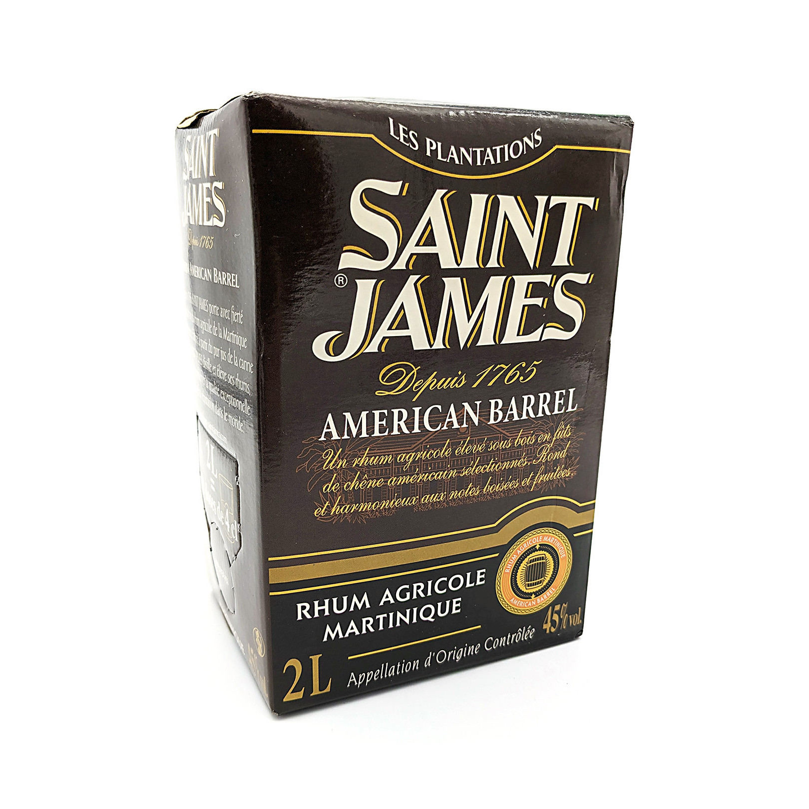 SAINT JAMES - Cubi American Barrel Ambré 2L 45°, rhum ambré agricole ...