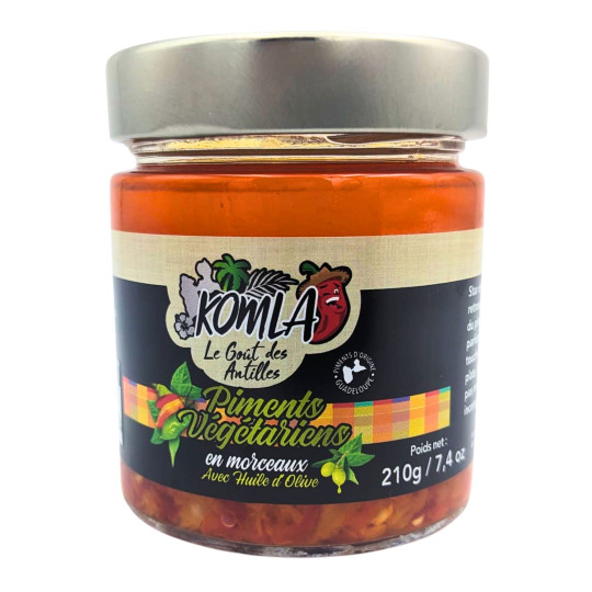KOMLA - Confit de piments végétariens, pot de 170g - Guadeloupe